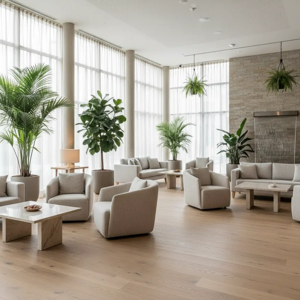 Ruhige Lobby des Tollasfi Resorts