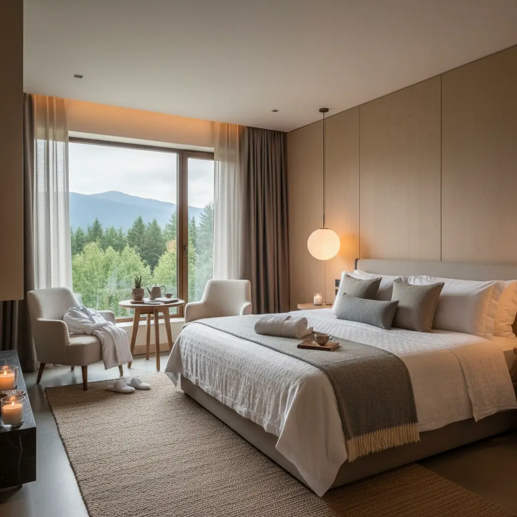 Gemütliches Zimmer für Wellnessaufenthalt